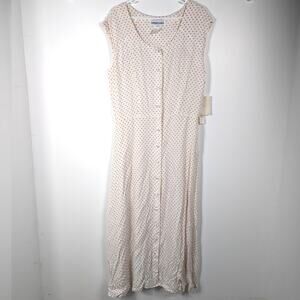 Vtg Stephanie Queller Dress Women's Sz 16 Large Cream Red Polka Dot Classic
